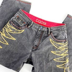 COOGI Gray Embroidered Wing Design Jeans 38 x 34